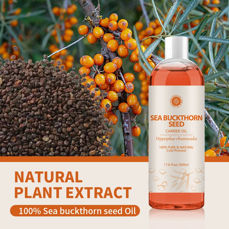 Organic Sea buckthorn Seed Oil For Skin Face | Seabuckthorn Oil - 100% Pure RAW Virgin Cold-Pressed Undiluted | OEM 500ML