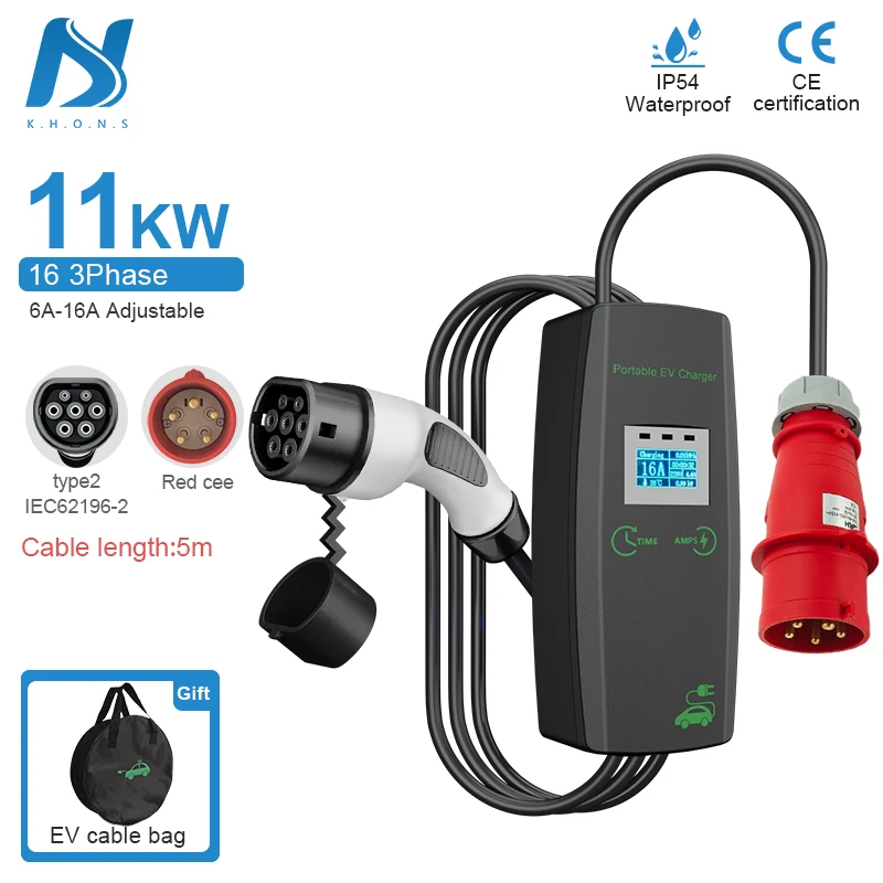 10-32A current adjustable 7.4Kw home evse portable ev charger type 2 iec 62196 electric car charger