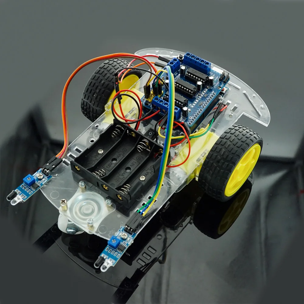 Okystar OEM/ODM 2wd RC Robot Car Obstacle Avoidance IR infrared detector Smart Robot Car Toy