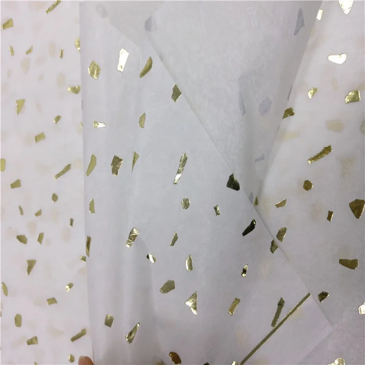 Company logo patterned gold silver foil stamping shirt clothes soft tissue wrapping paper