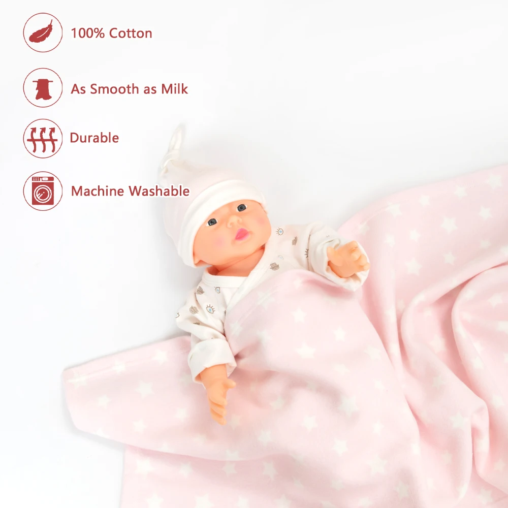 Hot Selling Baby Products Soft and Comfortable Brushed-Cotton Texture Stylish Woven Star Pattern Baby Blanket Set