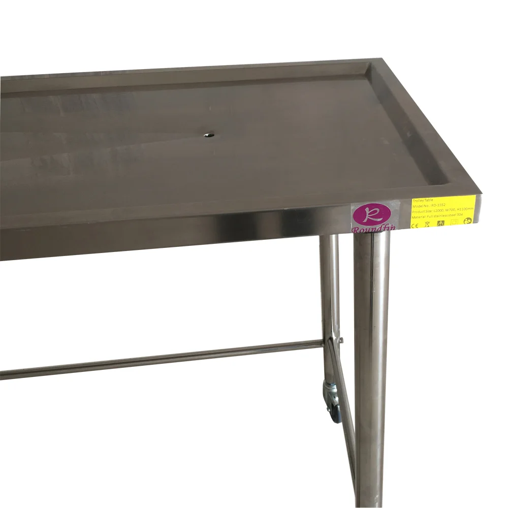 Funeral Corpse Cleaning Table 304 Stainless Steel For Mortuary Simple Autopsy Table