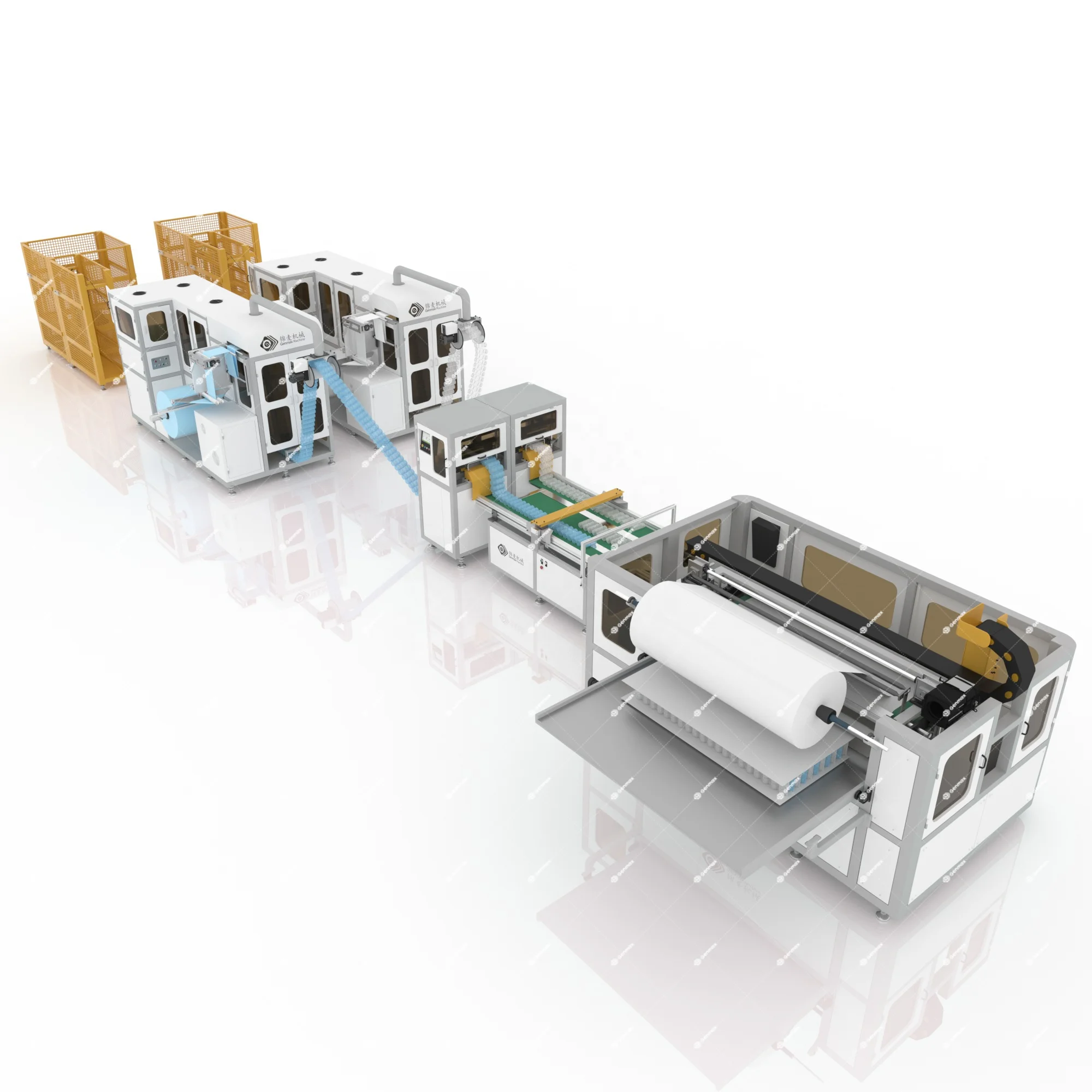 GENMAX Fully Automatic pocket spring production line with two coiling machines MX100-2x1
