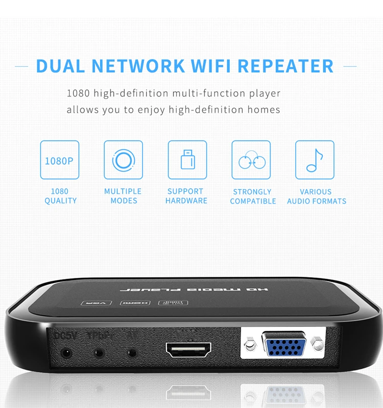 Full HD1080p H.264 MKV HDD медиаплеер с HD/AV/VGA/USB/SD/MMC с пультом дистанционного управления