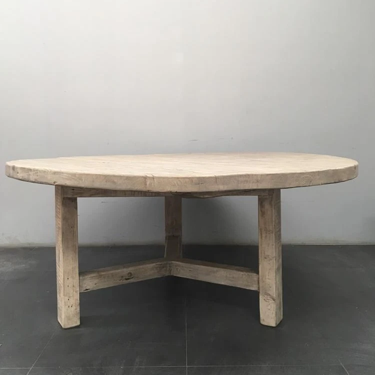 Chinese wholesale rustic Recycle Wood  round  dining table round KD dinning table. dinning room furniture