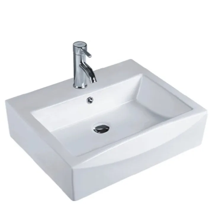 Cheap bathroom lavabo rectangular shape porcelain wash sink countertop art basin