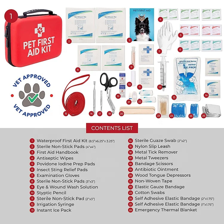 Vet First Aid Kit Pet First Aid Supplies Dog and Cat Emergency Box Pet First Aid Kit for Travel