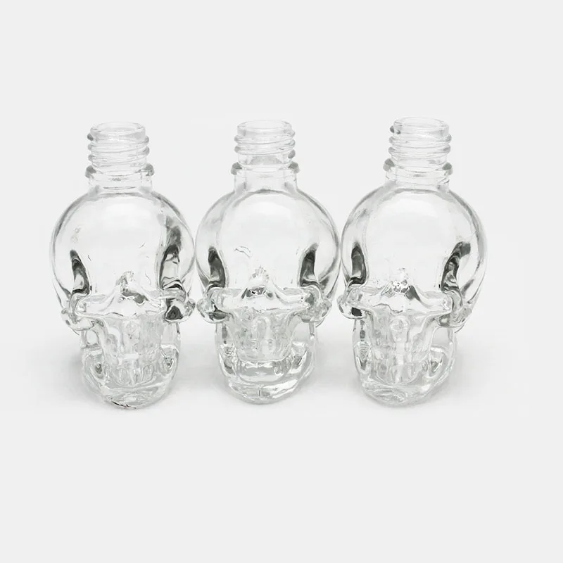 Wholesale 25ml Clear Skin Care Cosmetic Glass Bottle Skull Head Dropper Essential Oil Glass Bottles