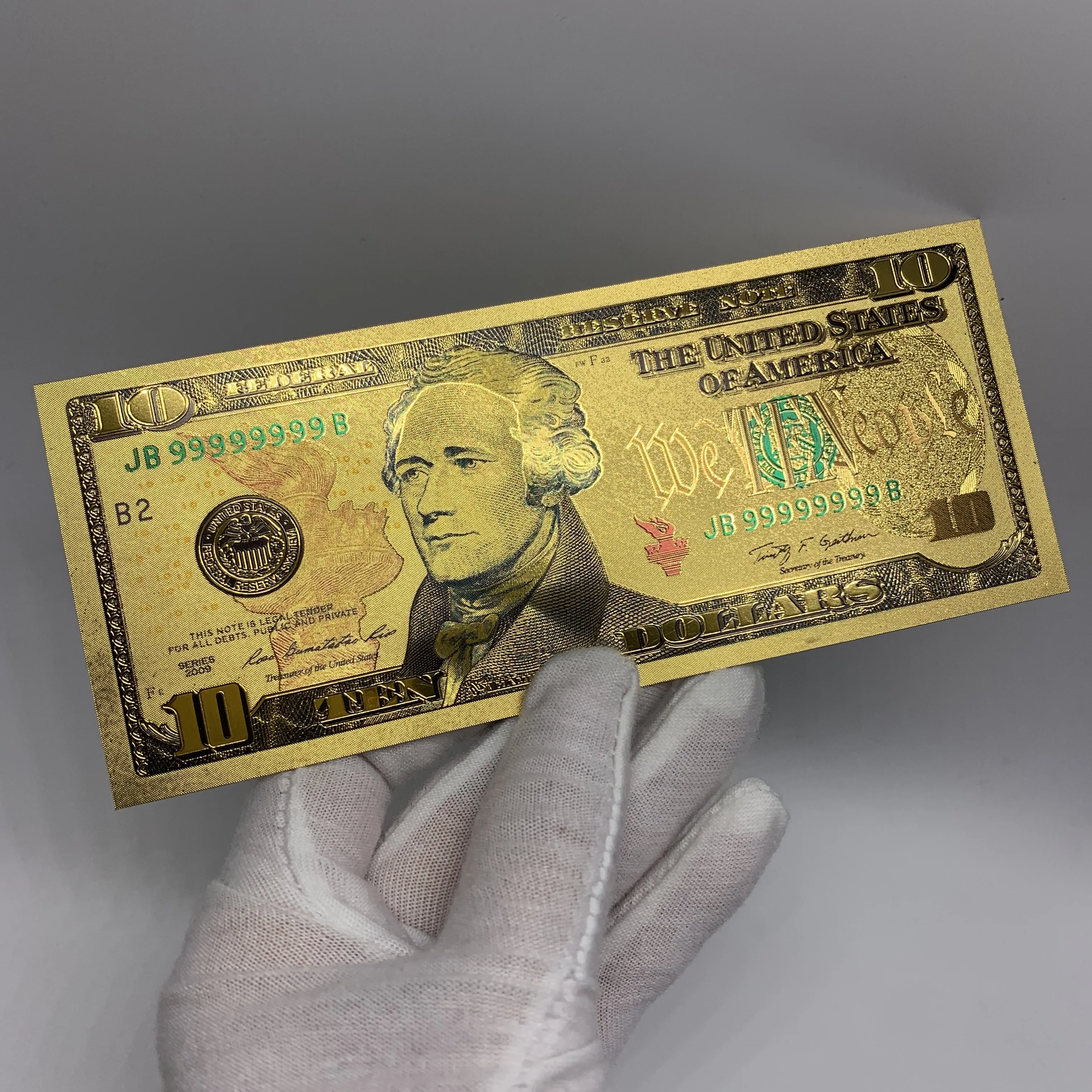 7-Piece Colorful Print US Dollar Bill Gold Foil Note Currency Money Banknotes