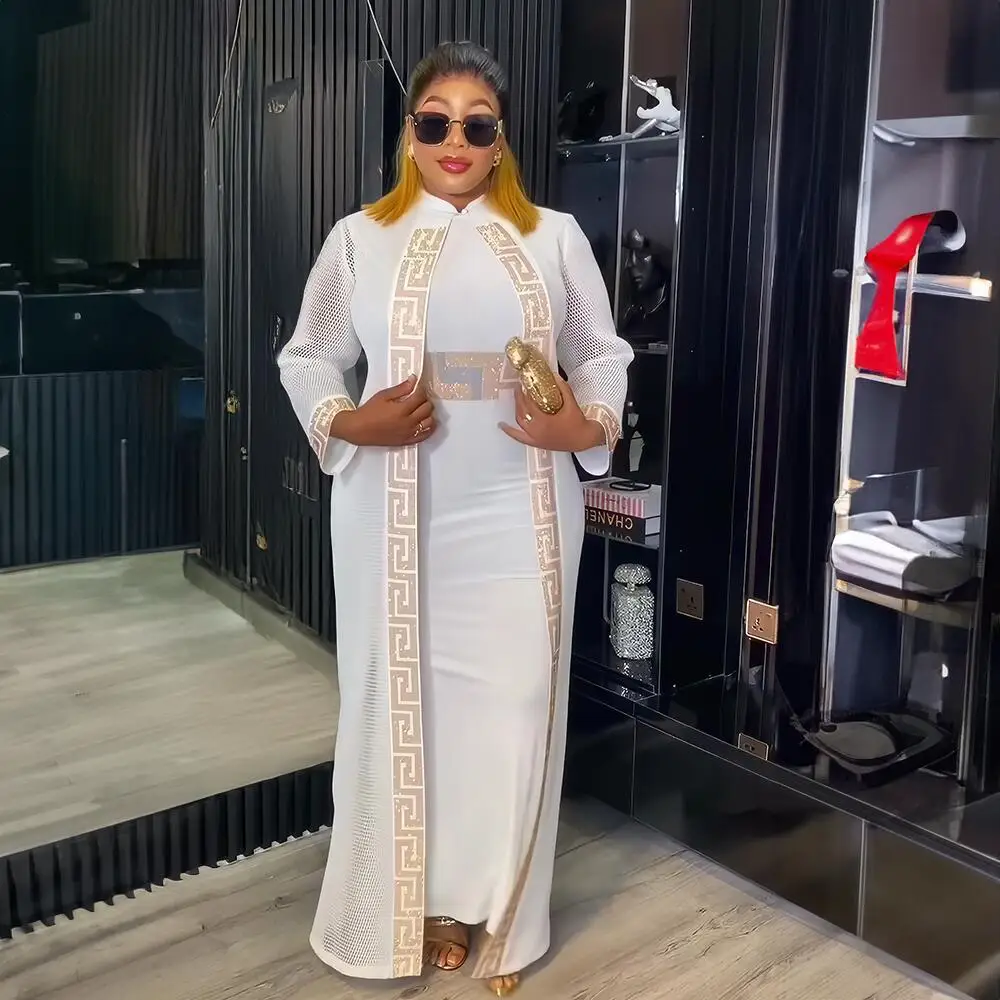 Luxurious Womens African Clothing Rhine Stone Decoration African Clothes For Women a two-piece set African Evening Dresses