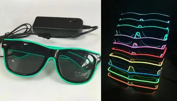 Fashion Concert Night Clubs Flashing Neon Glowing  In The Dark  EL Wire LED Party Glasses Sunglasses