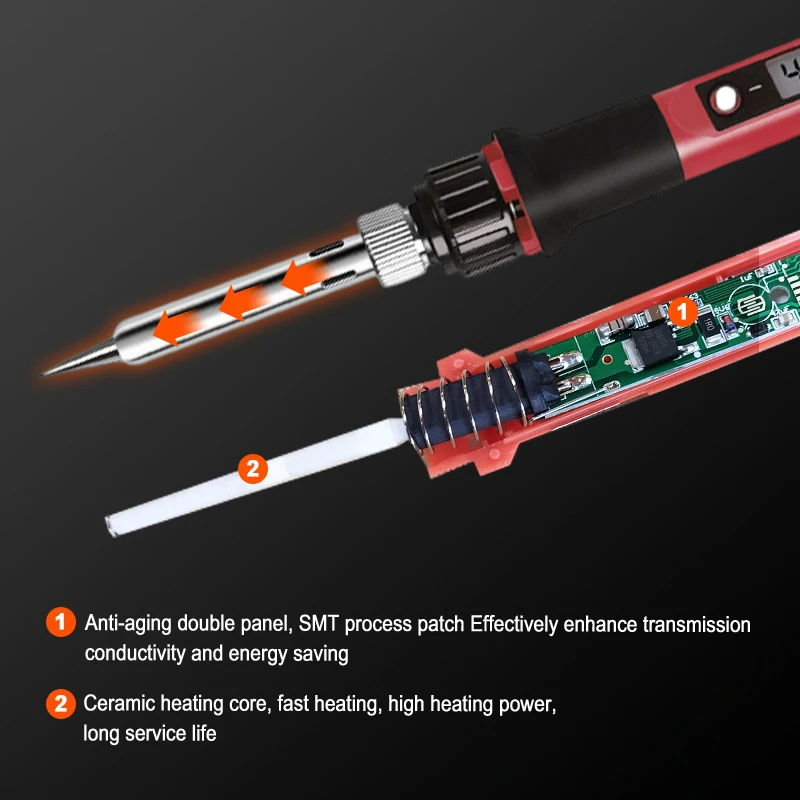 80W Smart Electric Soldering Iron LCD Digital Temperatura Adjustment Auto Sleep Internal Heating Electronic Welding Tools