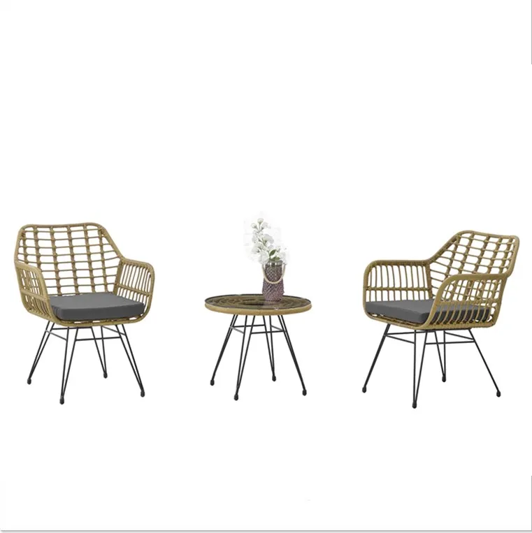 Relaxing luxury PE synthetic wicker rattan lazy tea coffee chair table garden patio outdoor furniture