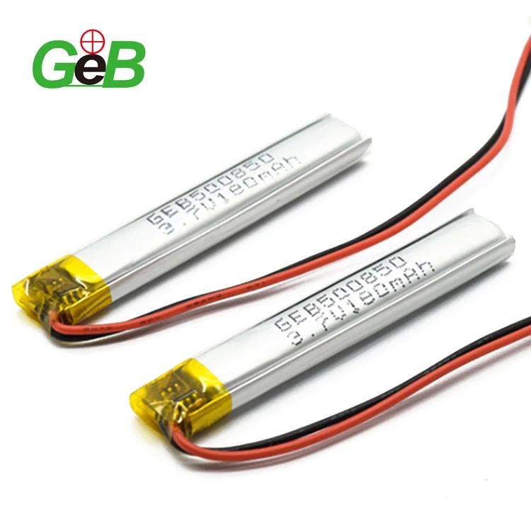 lipo battery cell 3.7V 180mAh 500850 rechargeable smallest battery cell 8mm width lithium polymer battery