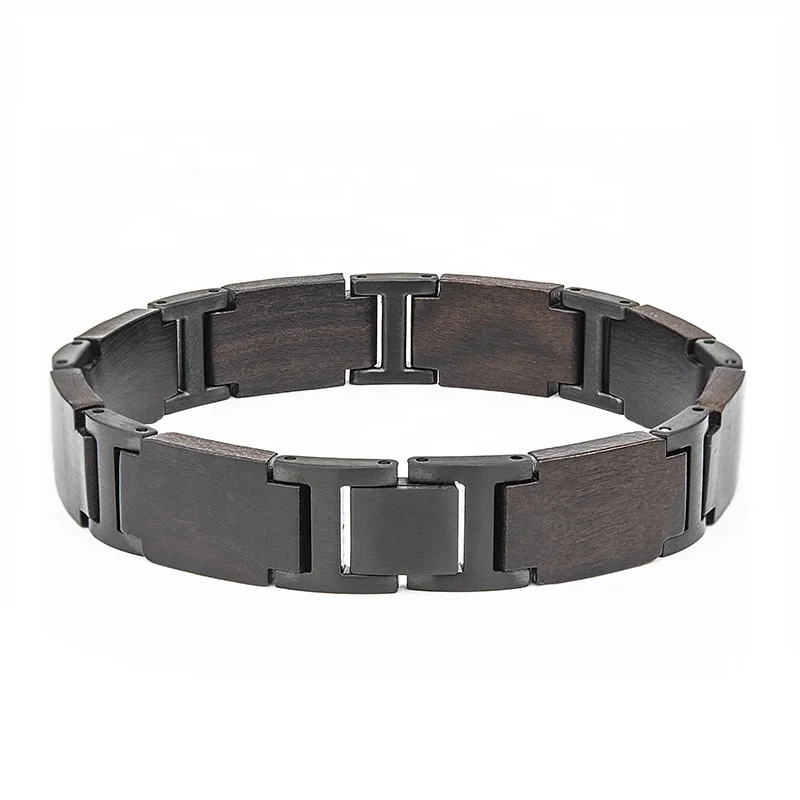Factory wholesale new fashion watchband stainless steel sandalwood bracelet.