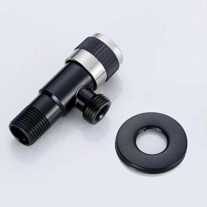 Factory Wholesale Black 304 Stainless Steel Angle Valve 1/2 Bathroom Water Control Toilet Corner Valve 90 Degree Angle Valve