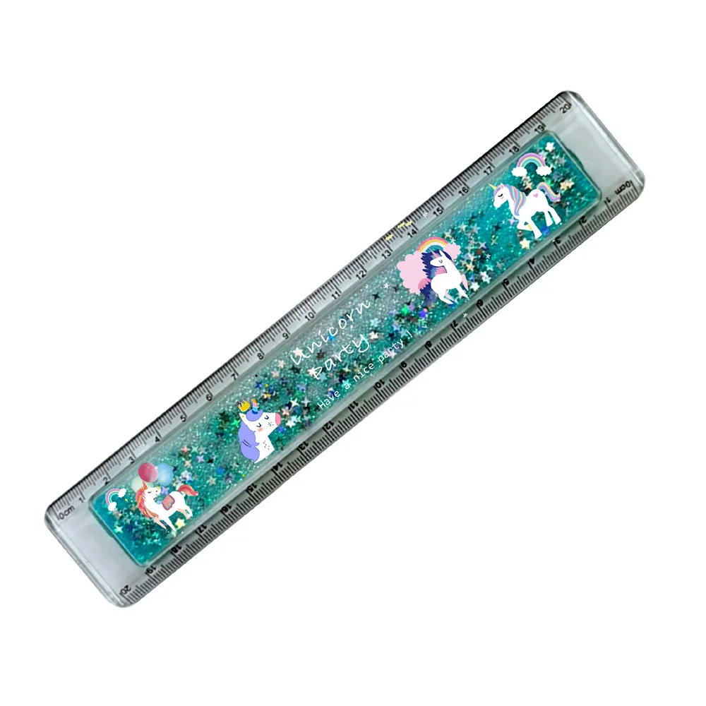 new and popular Unicorn design kids Stationary ruler with glitter sequin