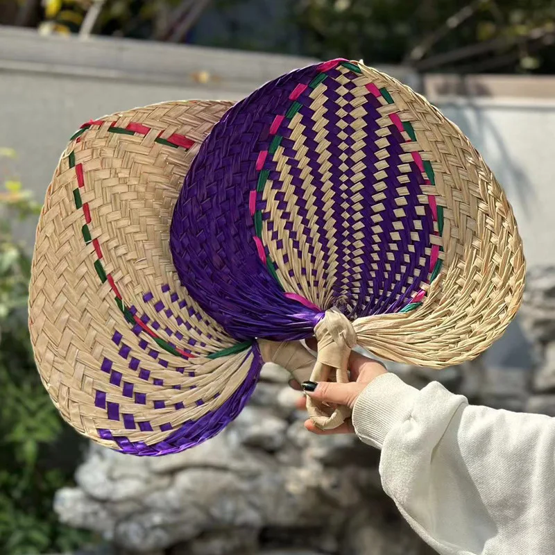 Natural Raffia Tropical Hand Fans