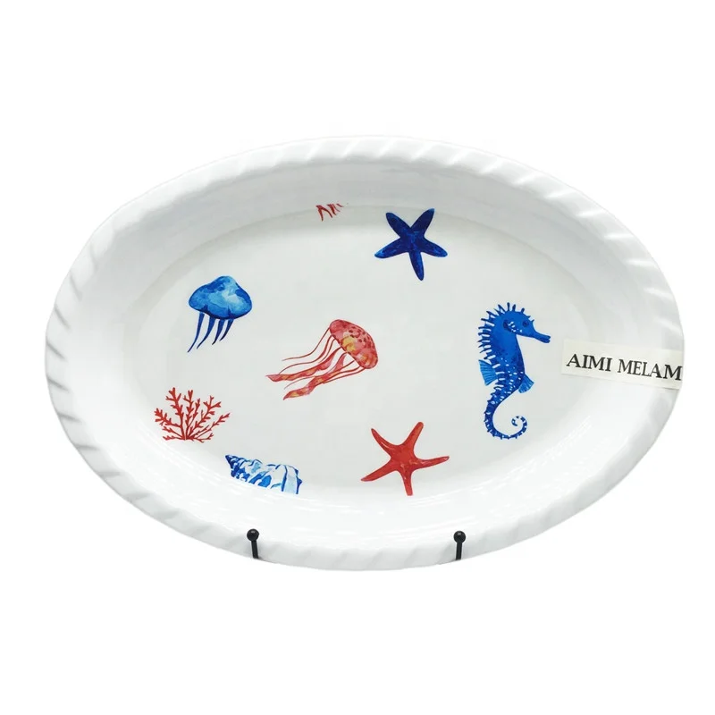 Serving Platter Melamine Plastic High Quality Oval Restaurant Plate Durable Factory Melamine White Plate Dish