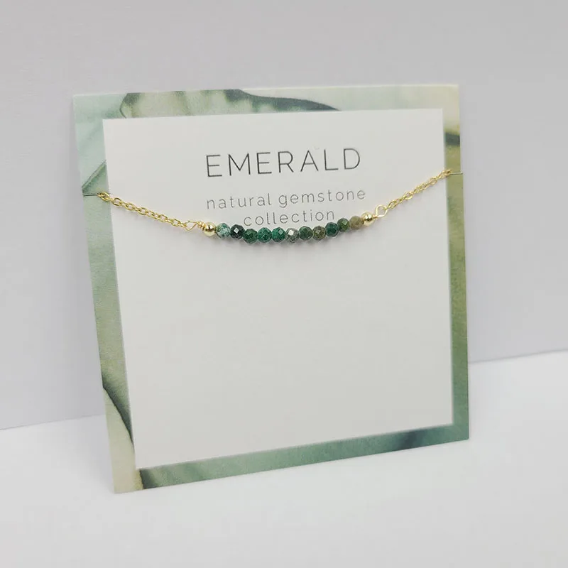 Dainty Tiny Natural Gemstone Bar Necklace Gold Filled Birthstone Necklace Crystal Jewelry For Women Gifts