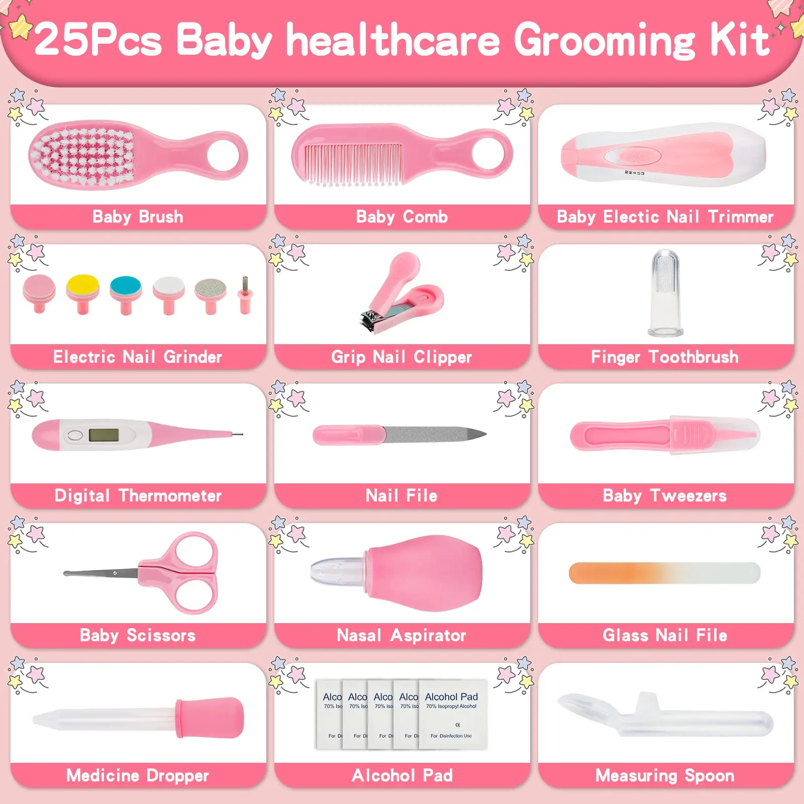 High Quality Safety baby nail clippers Accessory Kit Set Thermometer Nasal Aspirator Care Newborn baby care kit