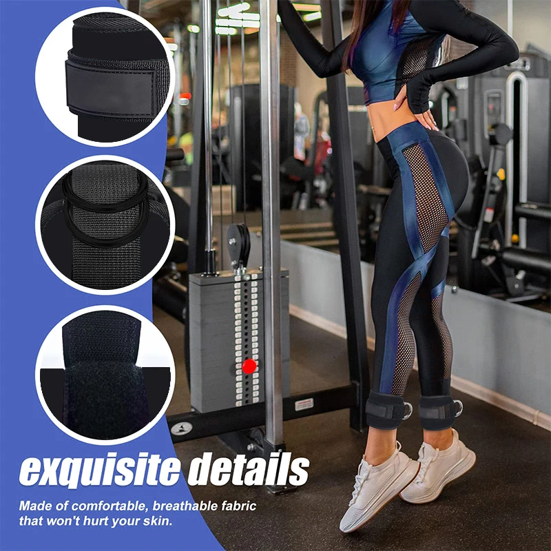 Gym Pink D Ring Adjustable Neoprene Weightlifting Fitness Ankle Cable Cuffs Tobilleras Logo Ankle Straps for Cable Machines