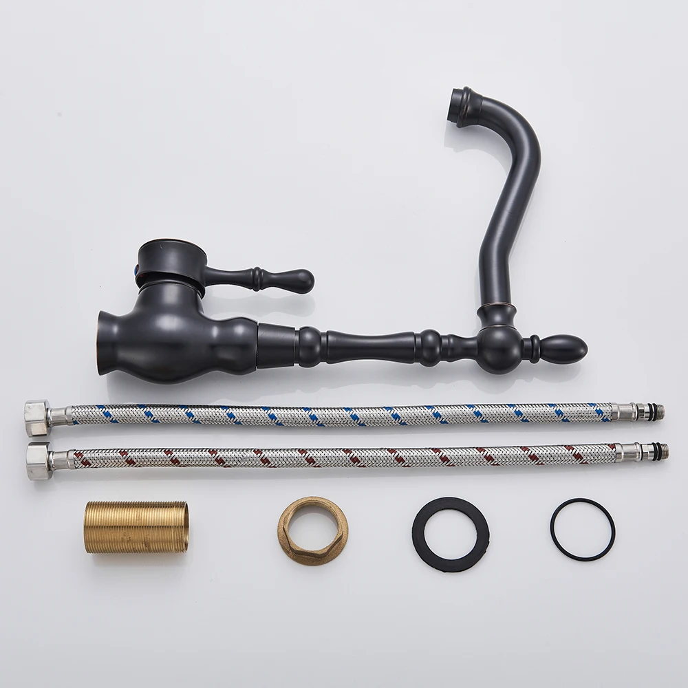 
kitchen Water Tap Oil Rubbed Bronze Deck Mounted Single Handle Kitchen Sink Faucets Hot Cold Water Mixer Tap 