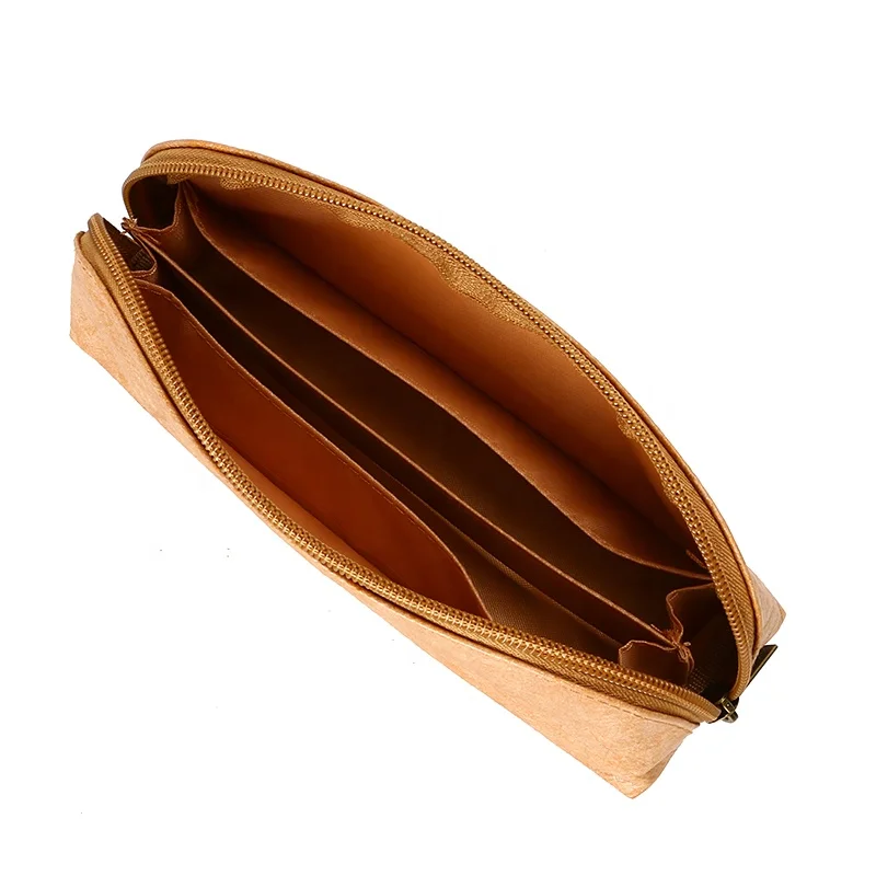Fashion Unique triangle tyvek pen bag 100% recyclable washable brown tyvek paper pencil pouch Anti tear Tyvek Stationery Bag