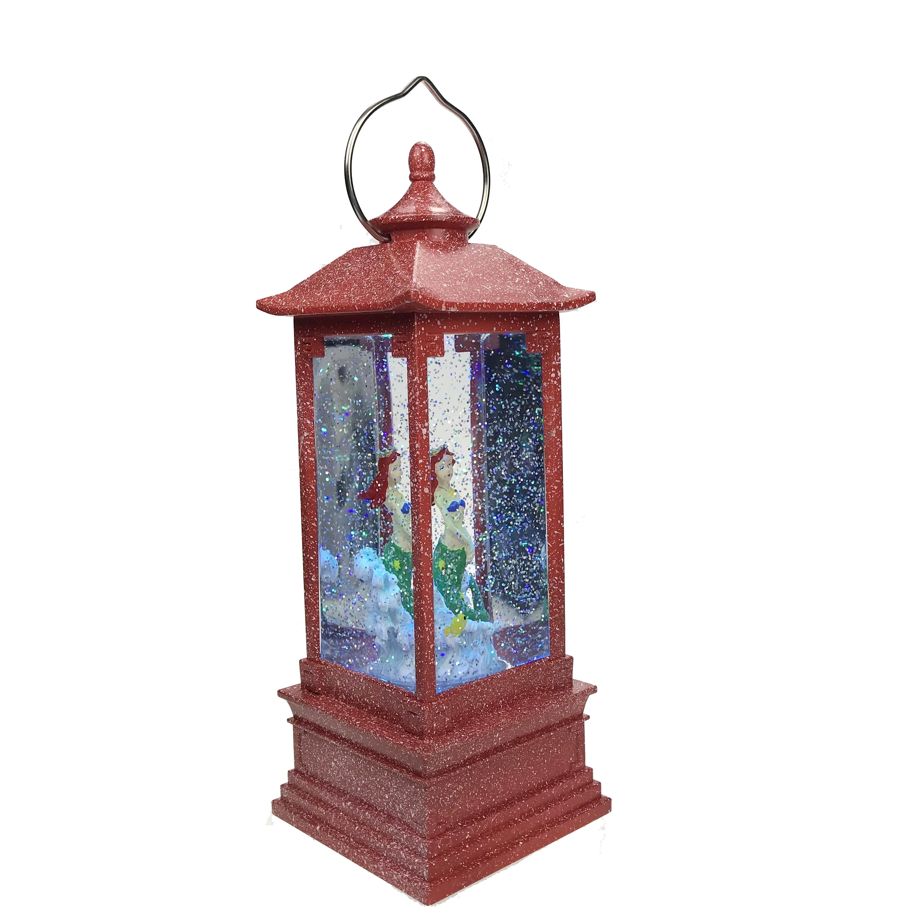 Acceptable Customization and Timer Ocean series decoration Customized  Light Up Glitter Swirling mermaid led lantern water globe