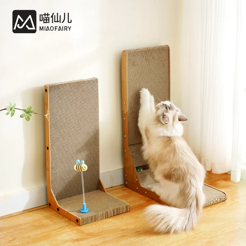 L Shape With YOYO Toy Wholesale Cat Toys Corrugated Paper Cat Scratcher Multi-function Detachable New Designed