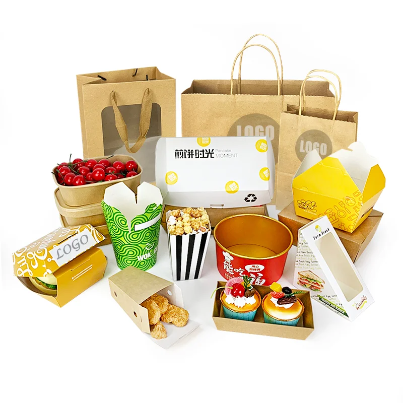 Wholesale Disposable Snacks Salads Fried Chicken Containers 13oz 23oz 32oz Kraft Paper Food Boat Tray