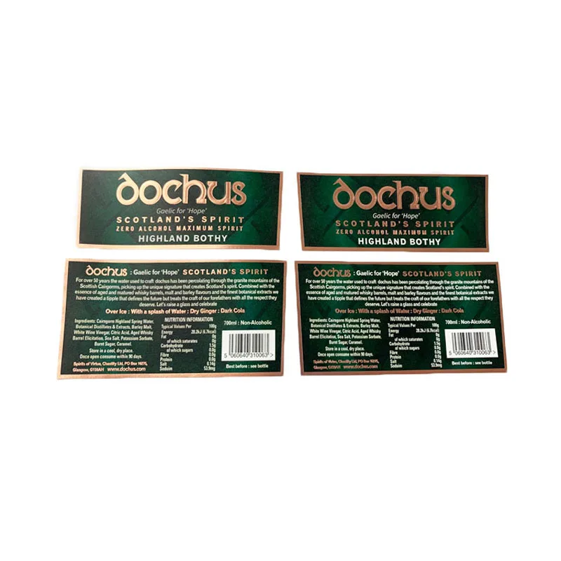 Customized Vinyl Sticker Coated Paper Gold Foil Packaging Labels For Wine Drinking Glasses Bottle