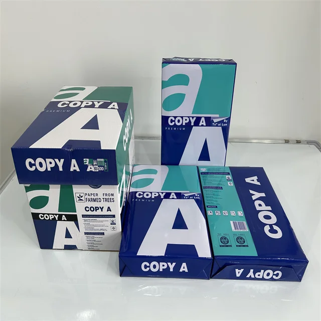 China Factory Oem 70gsm 75gsm 80gsm 100% Woodfree A4 A3 Copy Paper Box 500 Sheets Ream 5 Reams Box Office Art Paper