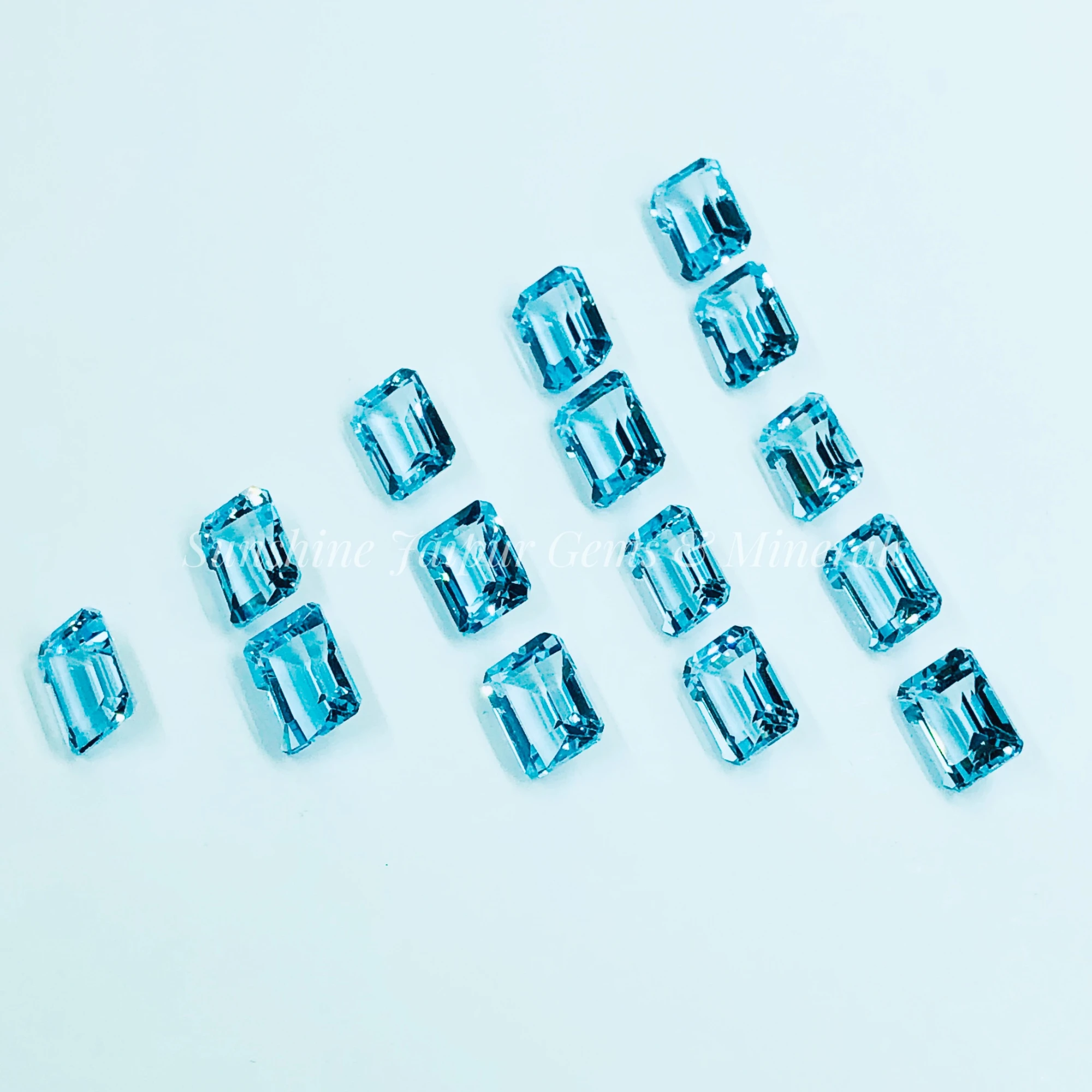 Wholesale Factory Price High Quality 6X8mm Octagon Cut Natural Sky Blue Topaz Faceted Loose Stone Per Carat Rose Silver