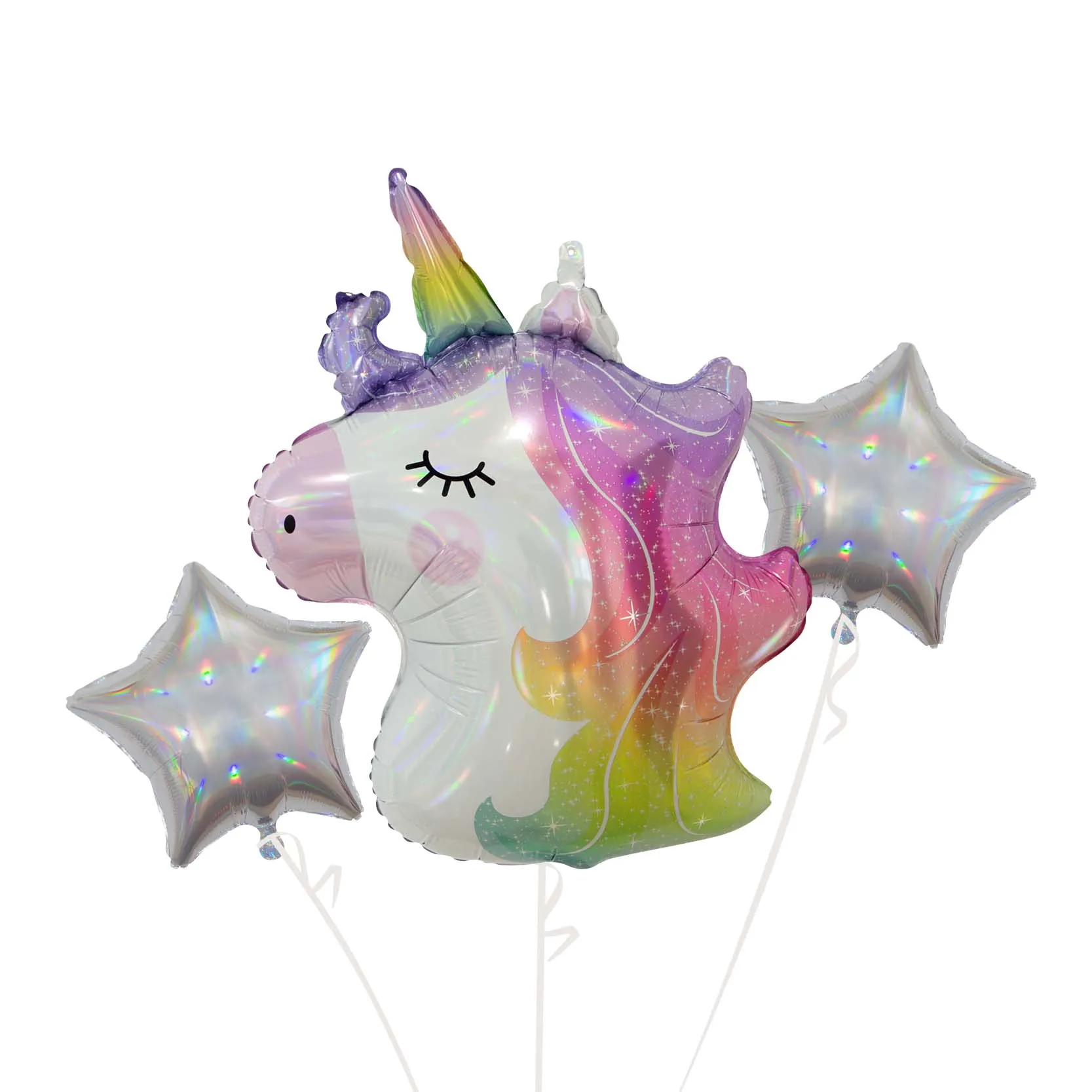 5Pcs Foil Balloons Set Party Supplies Multicolor 18inches Round Star Shape Unicorn Birthday Cake Ring Pink Heart Balloons Set