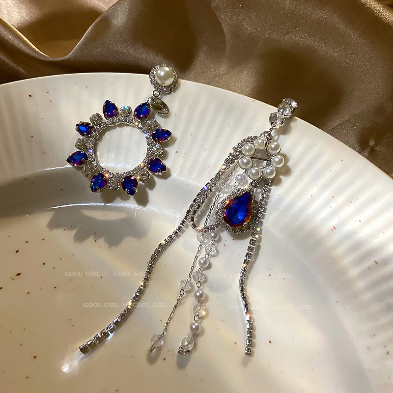 trendy fashion purple claw crystal statement chandelier earrings