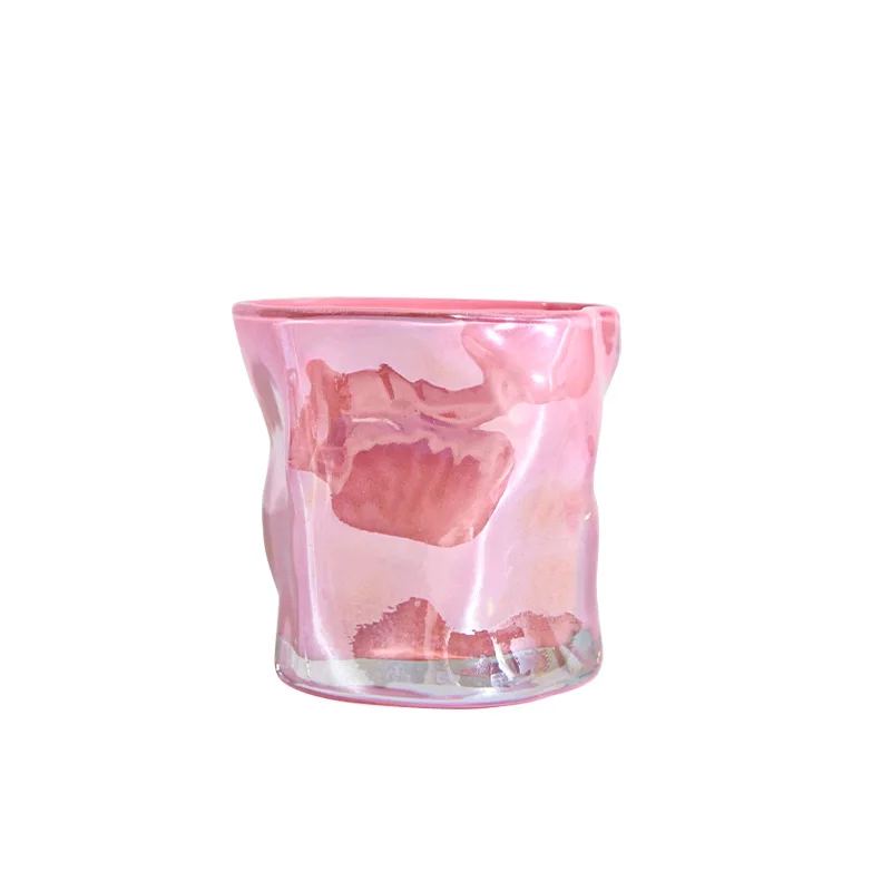 285g 200ml Pink Colored Wide Mouth Creative New Design Glass Tumbler Cap Bottle Mug for Beverage Juice Milk Private Label