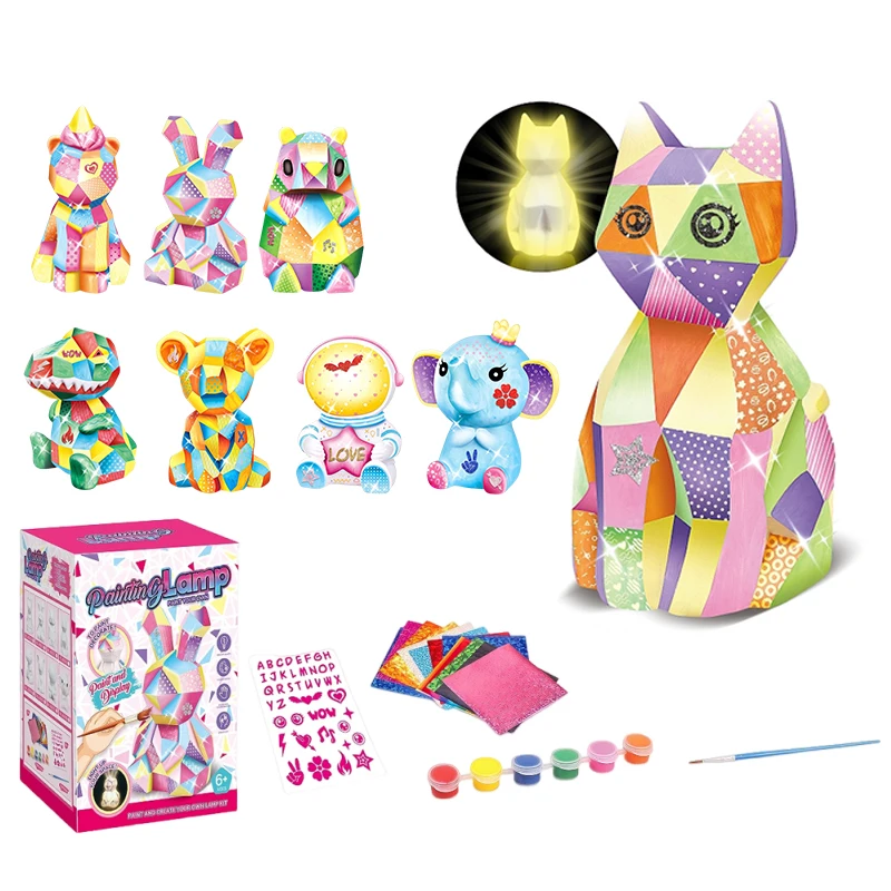 Children Early Learning Color Drawing Toy Multi Styles Animals Model Night Lamp DIY Painted Graffiti Creative Night Light Toys
