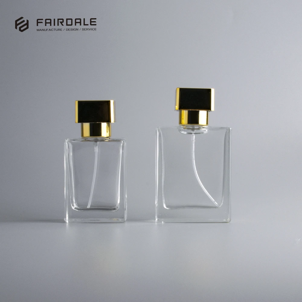 High Quality Cosmetic Packaging Gold Cap Spray Bottles Perfume Bottle 50ml