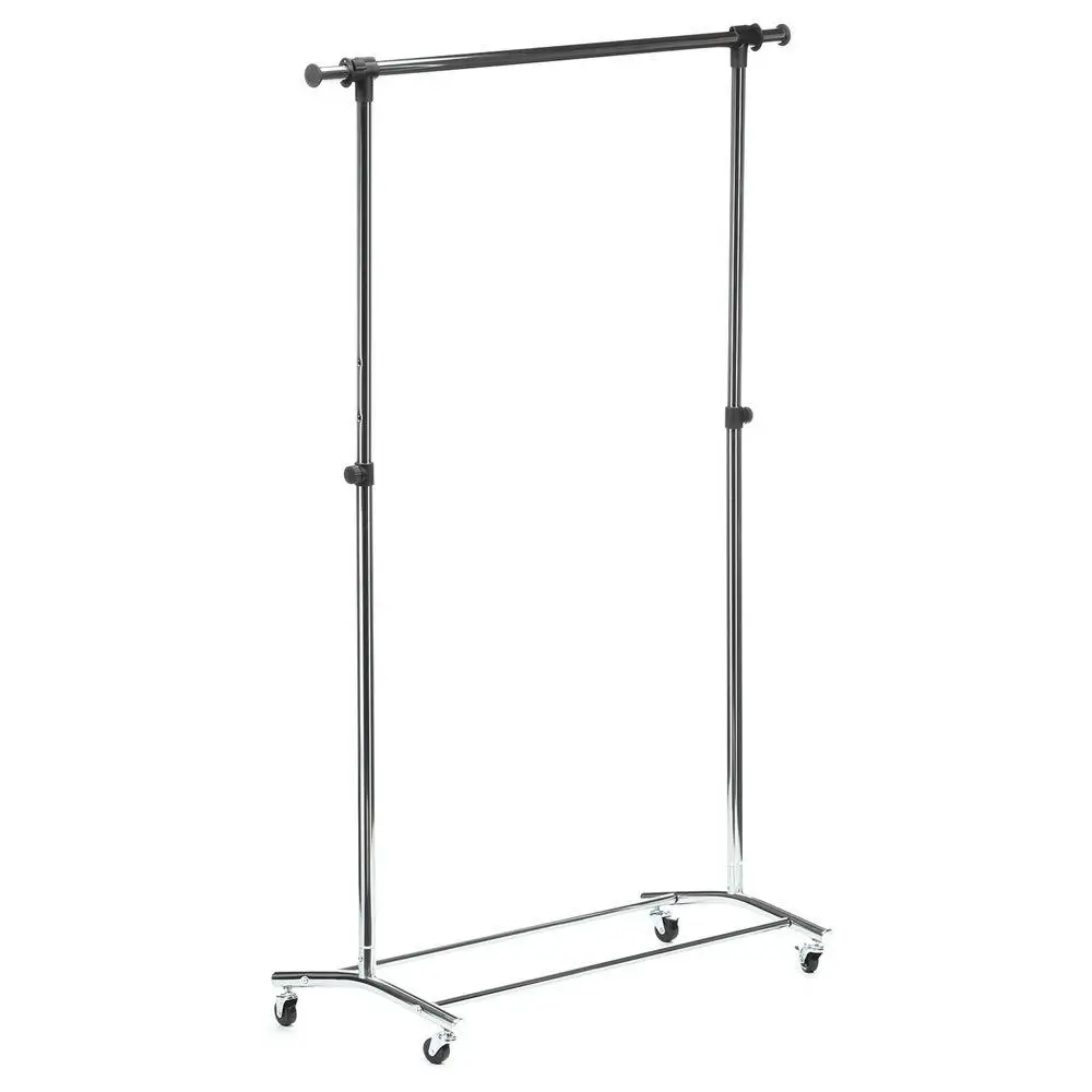 Target retractable clothes rack with wheels to display clothing