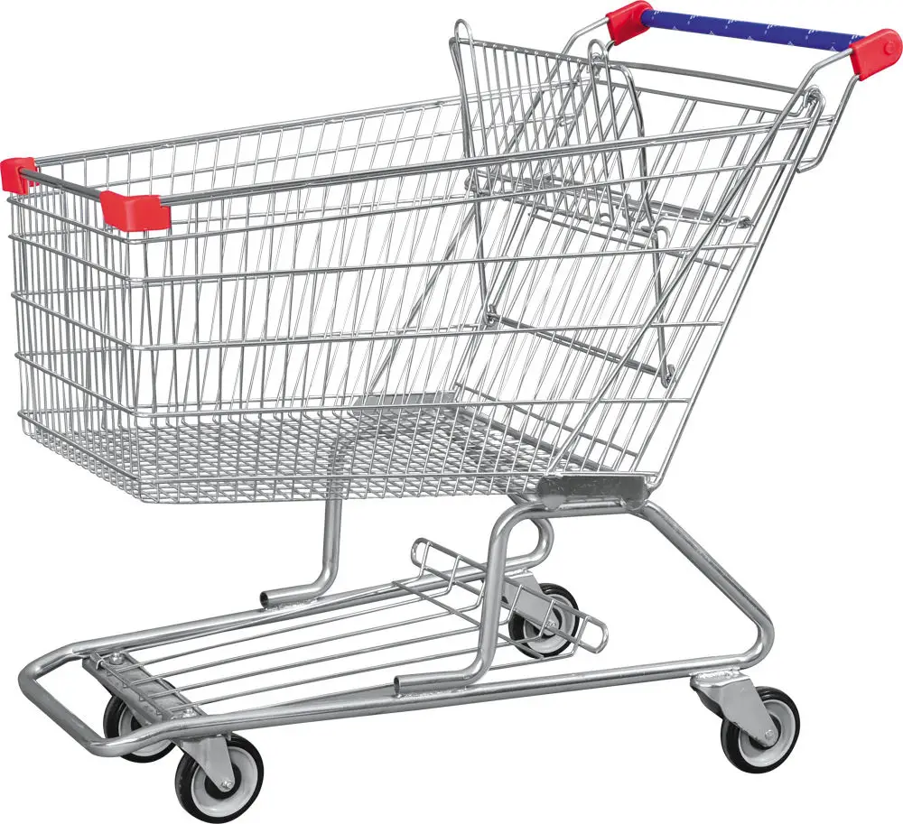 America-style Shopping Cart Large Size Supermarket Metal Cart Store Shopping Trolley with Seat