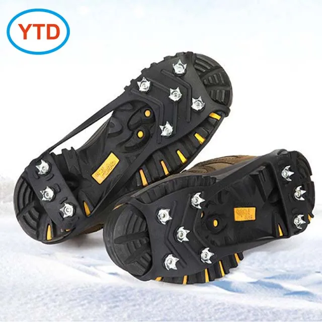 10.5 - Inch Ergonomic Foam Grip Ice Scraper with 8 - Stud Spike Antiskid Snow Grips Stretch Anti-Slip Travel Kit