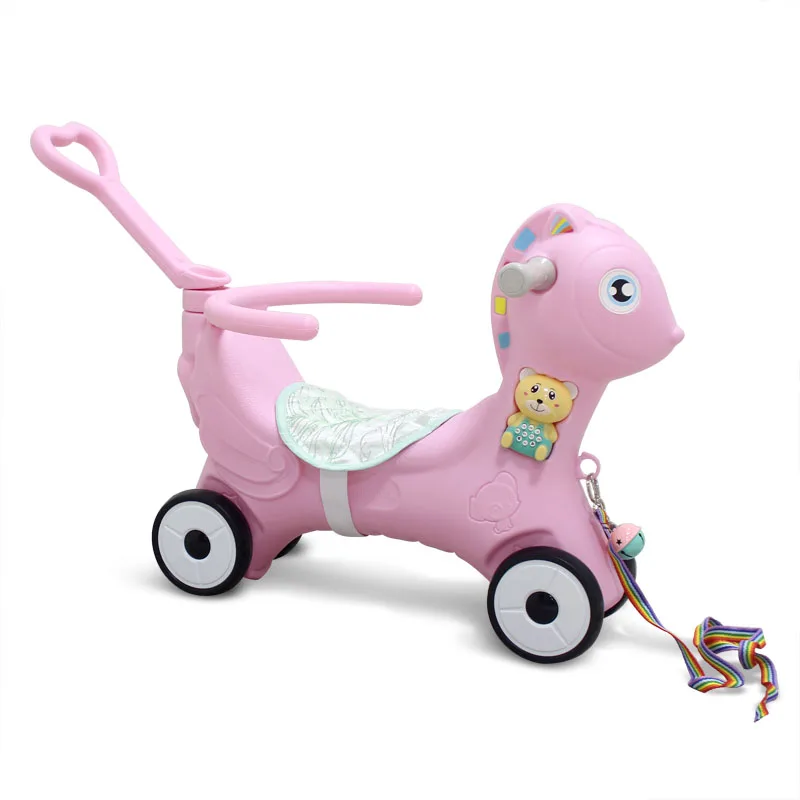 Kindergarten Cartoon Baby Indoor Plastic Toy Multifunctional Slide 3 In 1 Rocking Horse