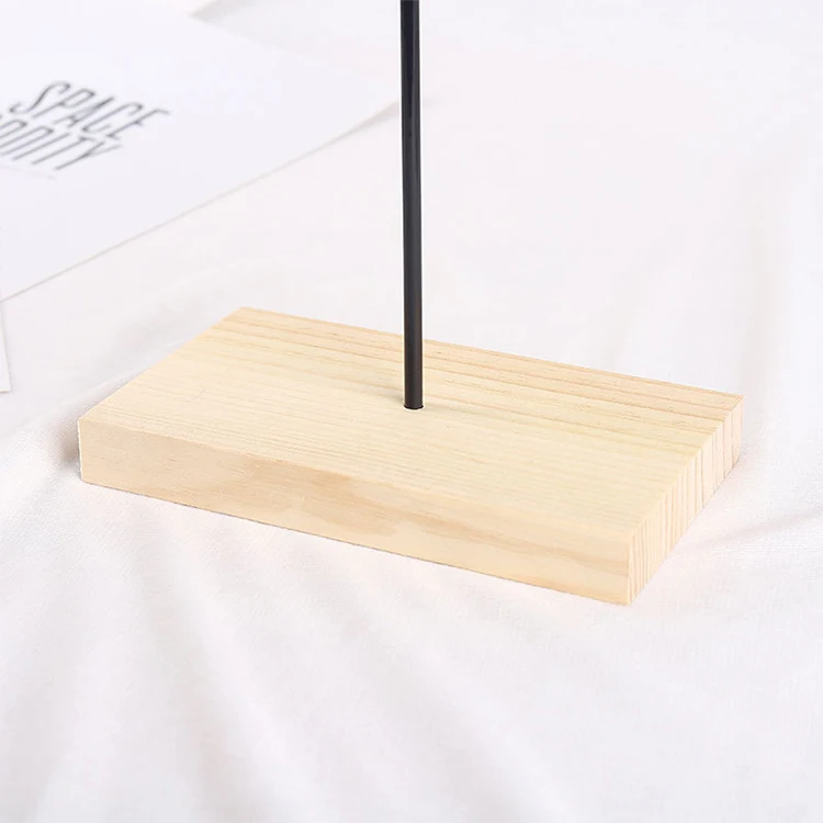 SHI SHENG Newly Black Metal T-shaped Jewelry Shelf with Wooden Bottom for Earrings Necklace Pendant Jewelry Display Stand