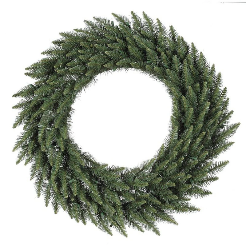
2019 Commercial-Grade Traditional Christmas Wreath and Matching Christmas Garland Greenery Wreath with Warm White LED Lights 