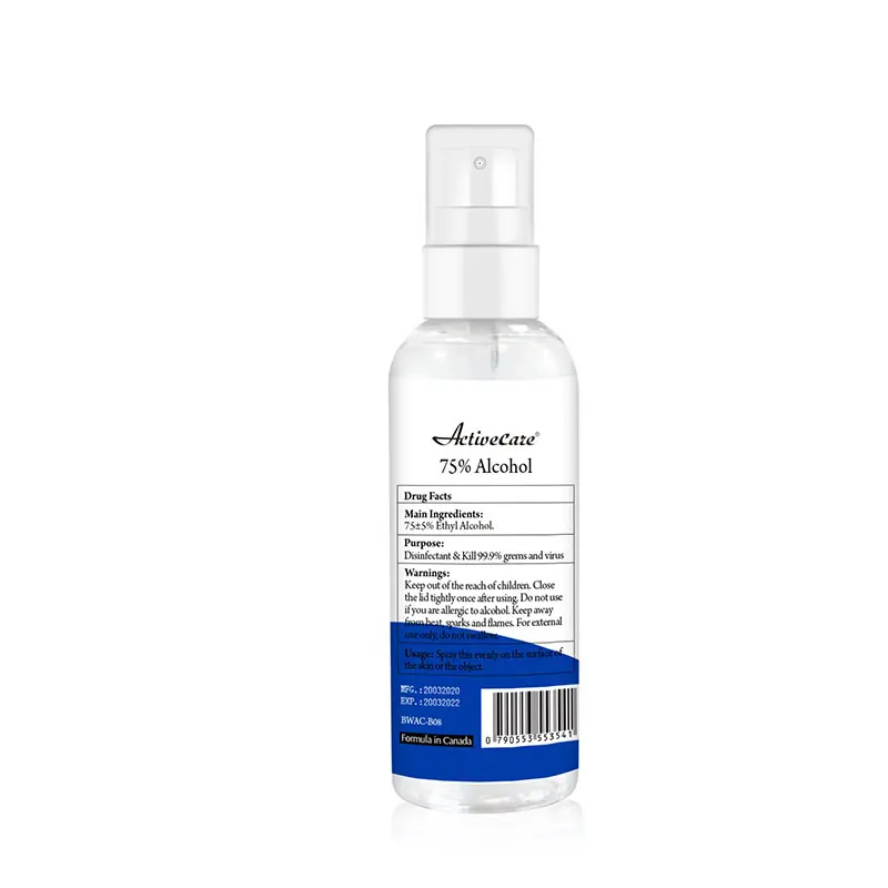 In stock ISO GMP certified 75% Isopropyl Alcohol Spray Disinfectant Spray 100ml