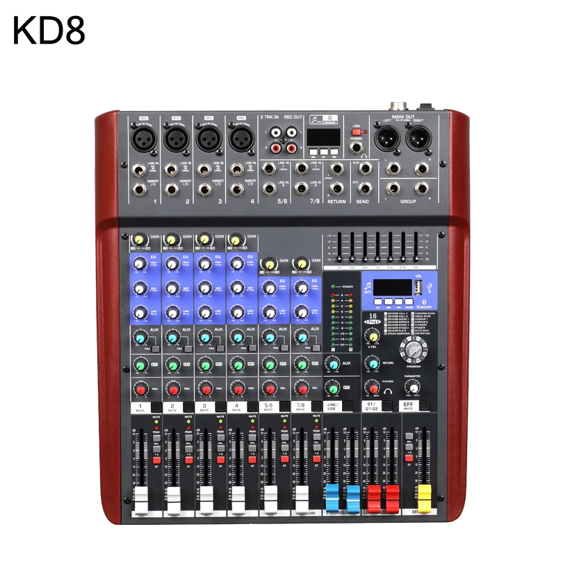 8 каналов аудио смеситель KD8 с возможностью записи в хорошие продажи