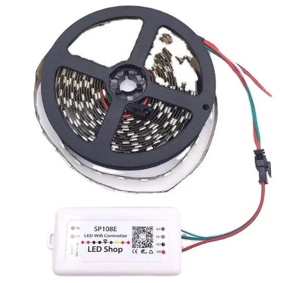 WS2812B WS2811 WS2801 LED WiFi Controller, iOS Android App Wireless Remote Control DC 5V~24V SP108E