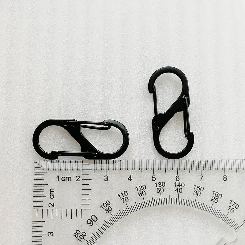 Black S-Shape Carabiner Adjustable Metal Double End Spring Snap Hook for Outdoor Bag Accessories