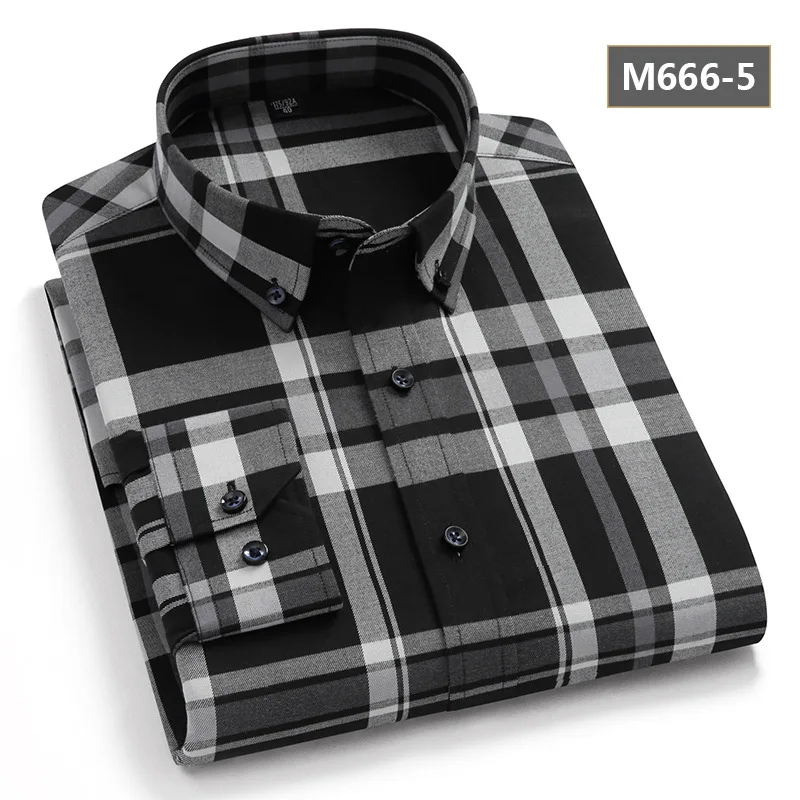 England Custom Logo Autumn High Quality 100% Cotton Long Sleeve Plaid Casual Button Down Shirt for Men
